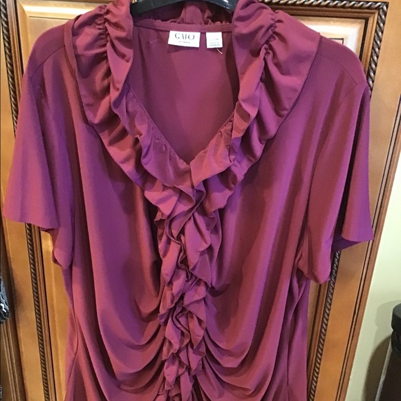 Cato woman top 22/24W made in Indonesia burgundy blouse boho plus size EUC - Picture 4 of 8